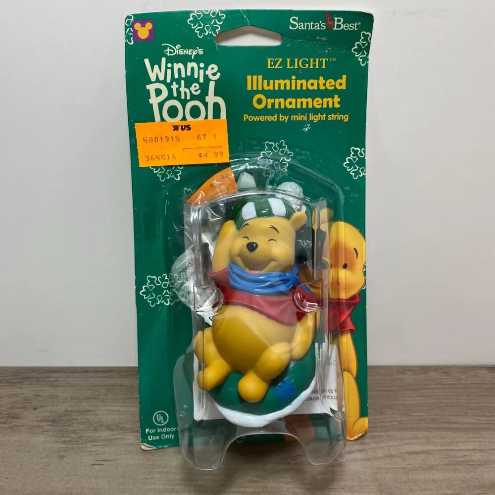 Winnie the Pooh EZ-Light Illuminated Christmas Ornament Santa's Best 2001